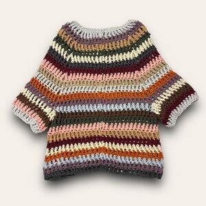 Handmade Crochet Striped Slouchy Top Size S-M Cottagecore Boho Hippie